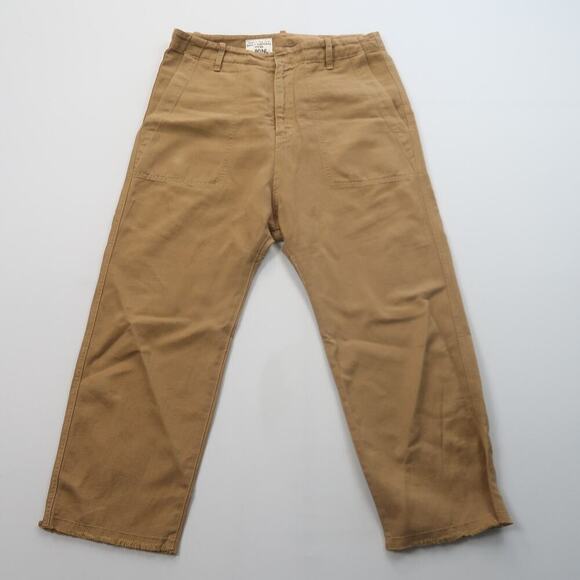 Nili Lotan Luna Linen Blend Pants Size 6 Tan Brown Drop Crotch Baggy Trousers - Picture 3 of 14